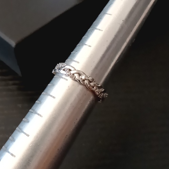 925 Stamped Sterling Silver and Cubic Zirconia Braided Infinity Ring - Picture 5 of 5